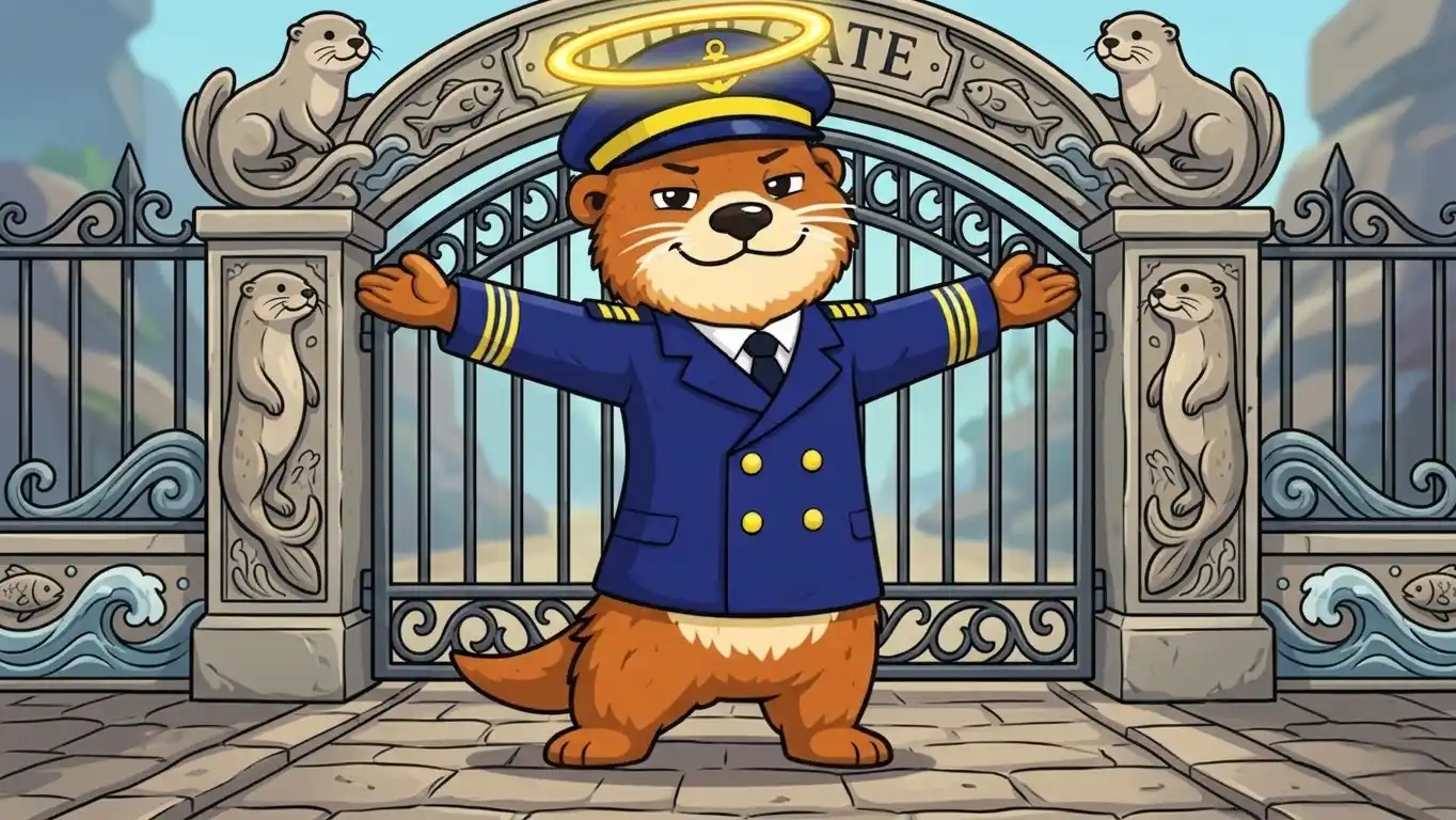 Captain Patch and Captain Scout debating names—descriptive versus story-driven—at a whiteboard